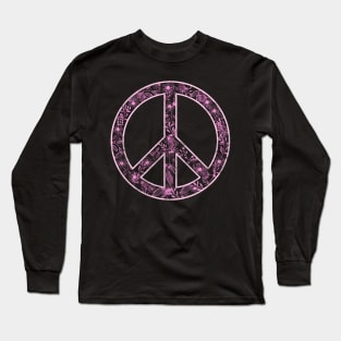 Vintage Girly Flower Peace Sign Long Sleeve T-Shirt